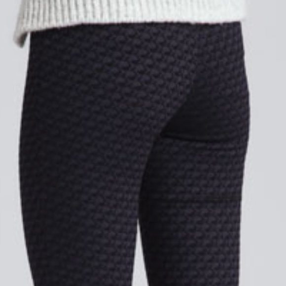 Erica Taylor Pants Skinny Jacquard Navy Black Stretch SZ MEDIUM - Picture 3 of 16